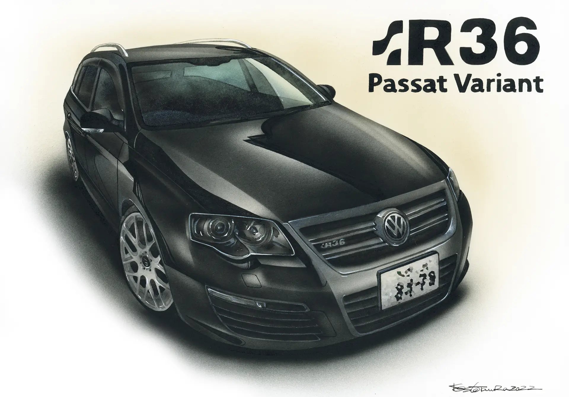 フォルクスワーゲンパサートバリアントR36のオーダー車絵イラスト