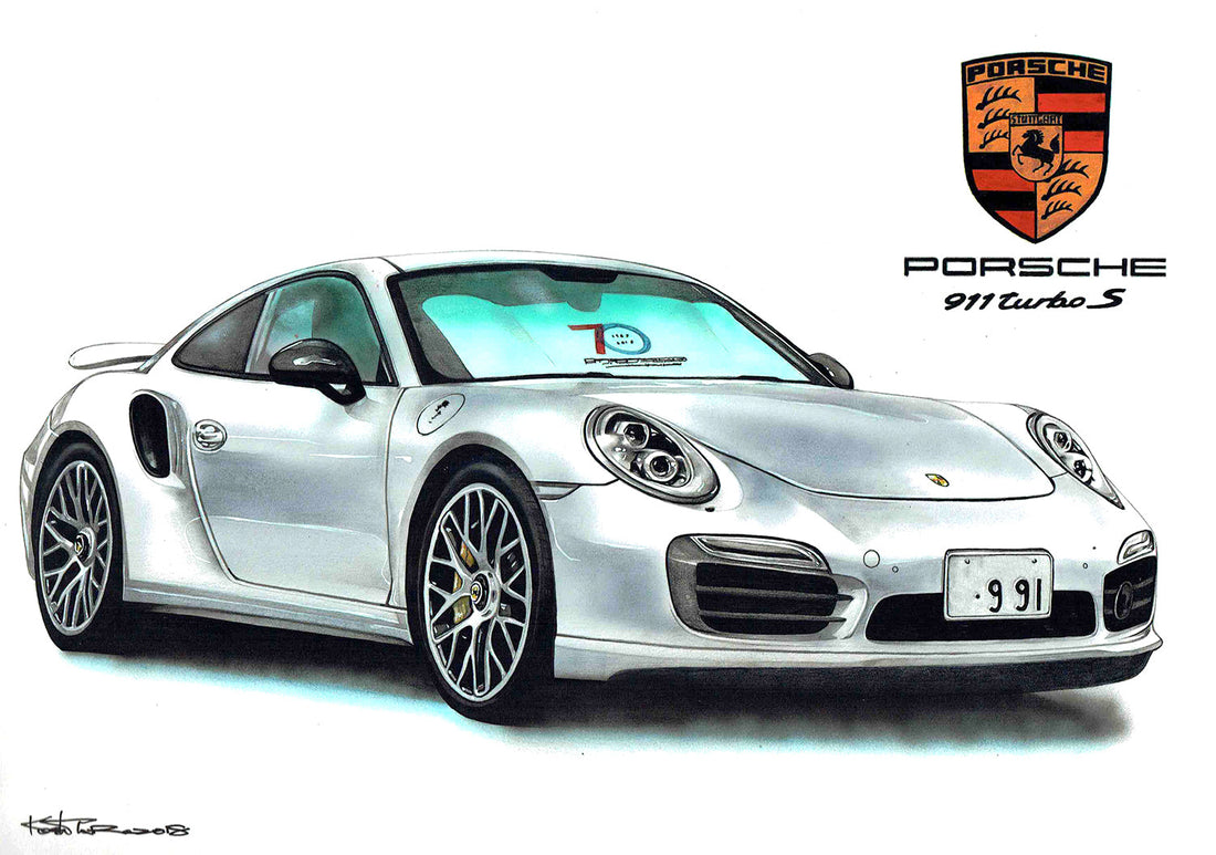 porsche911turboSの水彩画オーダーイラスト