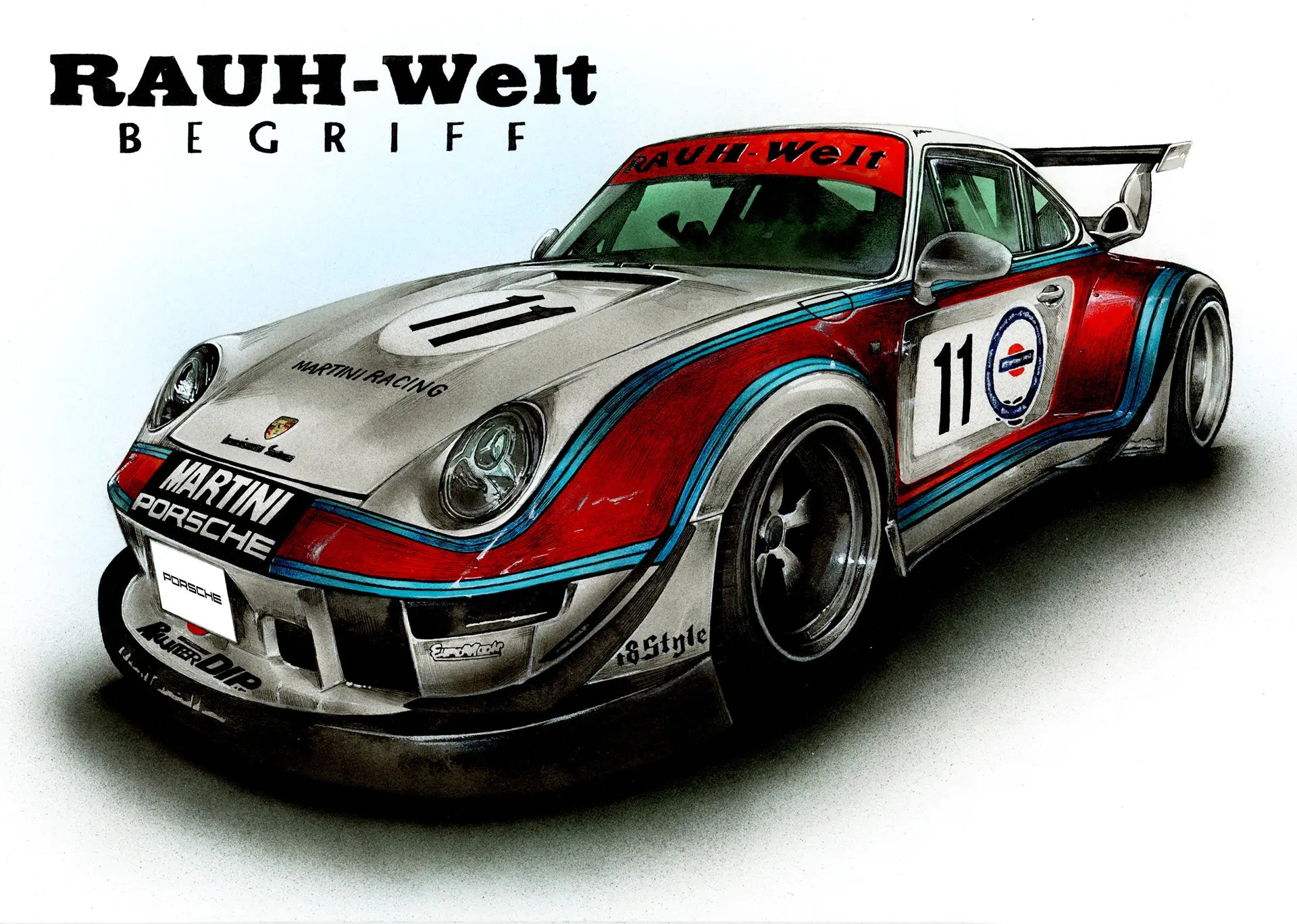 RWBポルシェの車絵イラスト