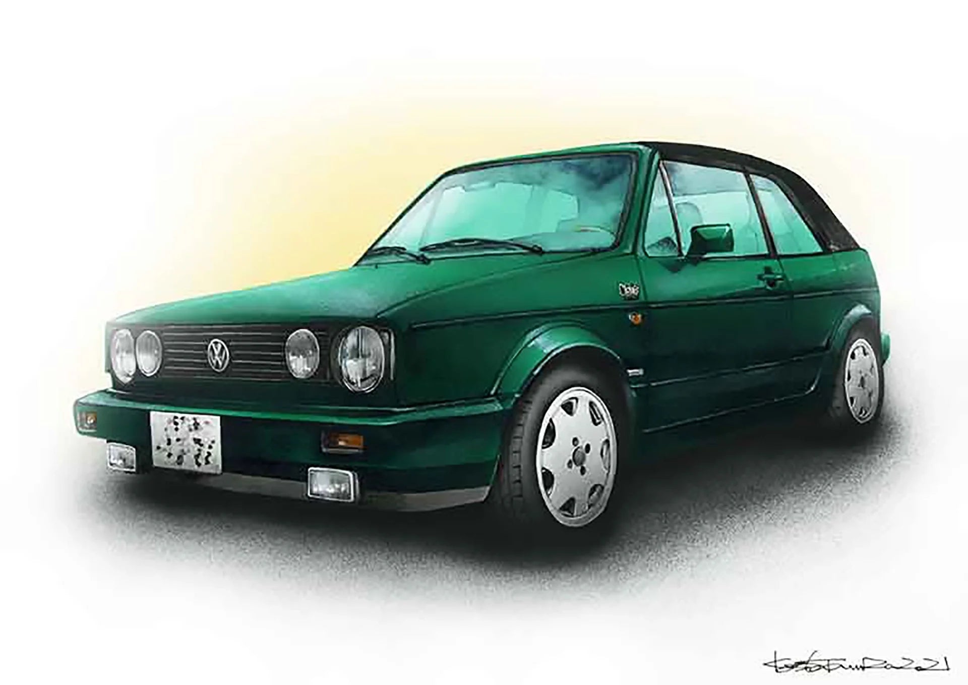 フォルクスワーゲンゴルフのオーダー車絵イラスト