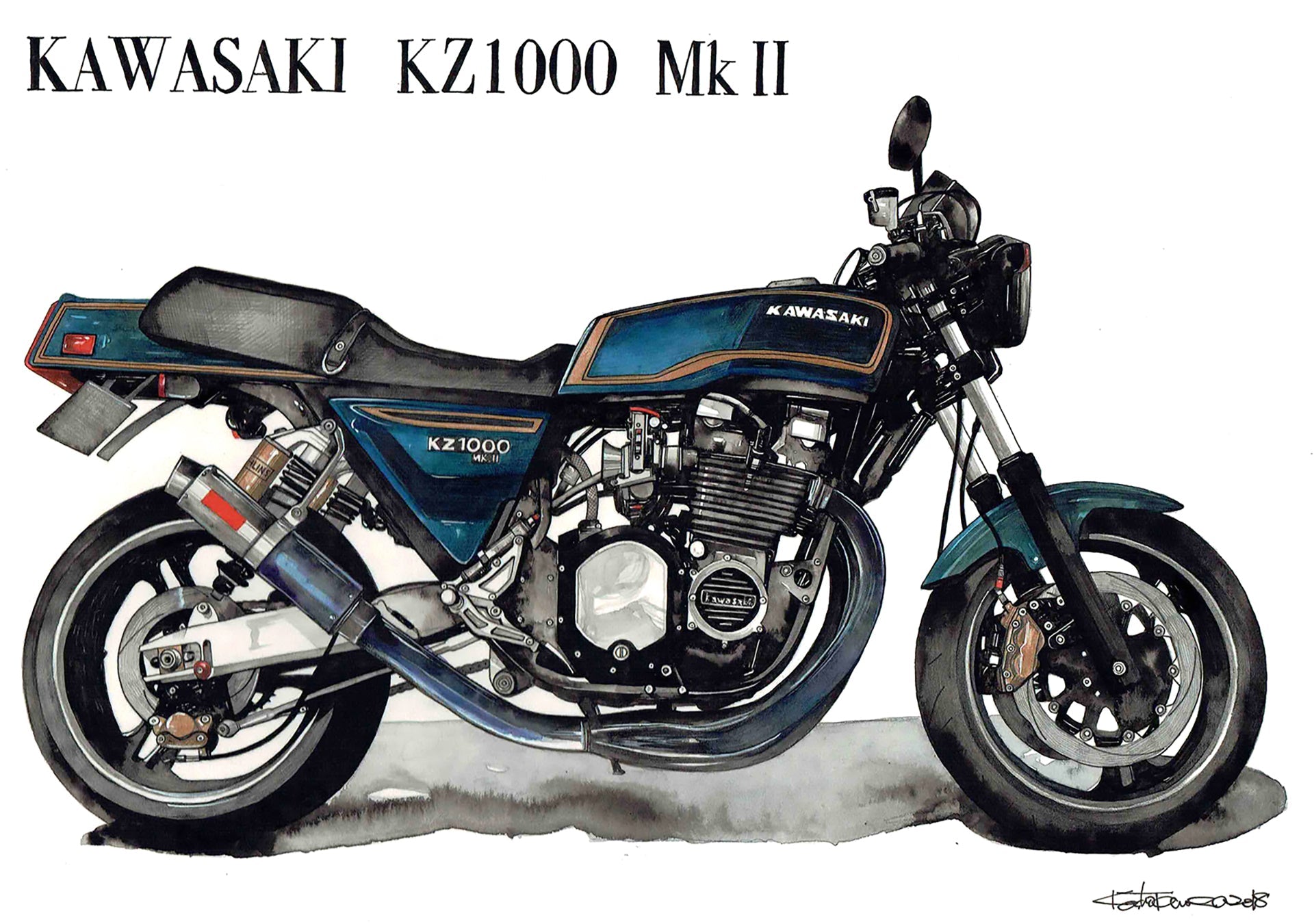 KZ1000mkⅡのバイク絵オーダーイラスト