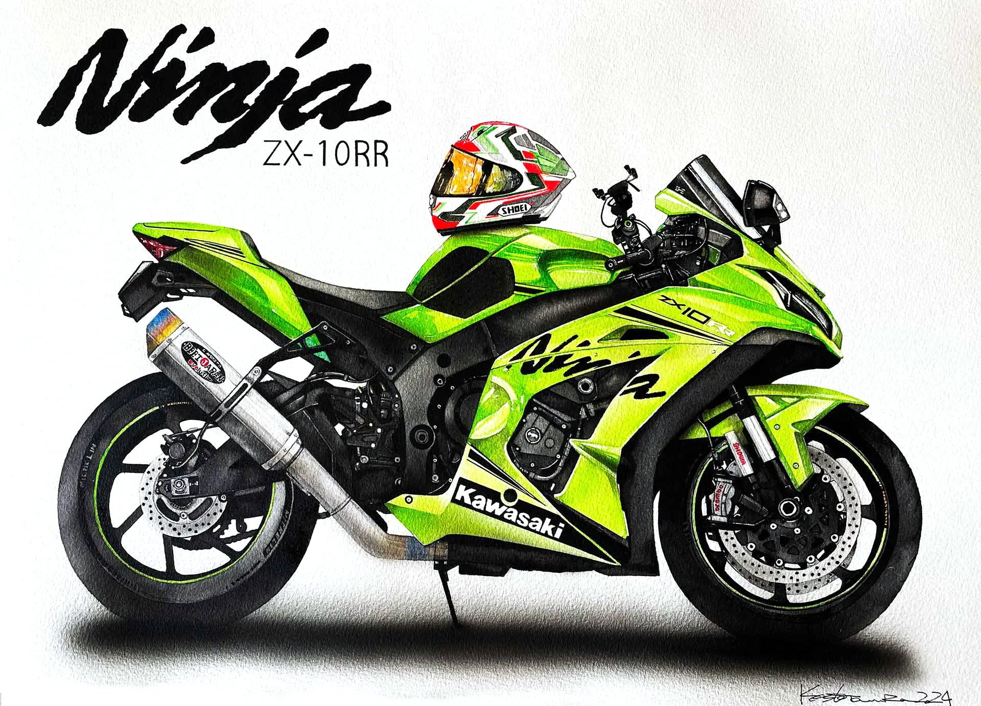 カワサキZX10RRのオーダーバイク絵イラスト