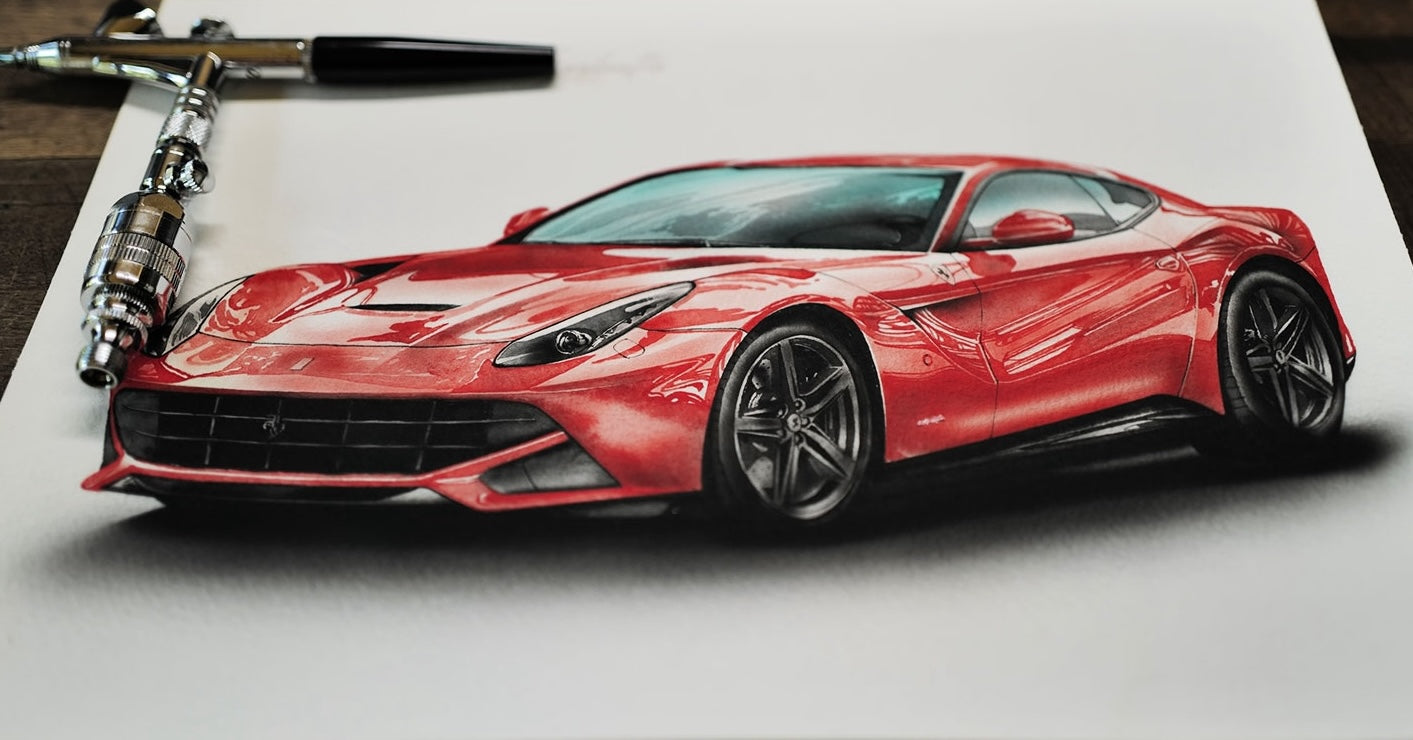 フェラーリの手描きイラスト