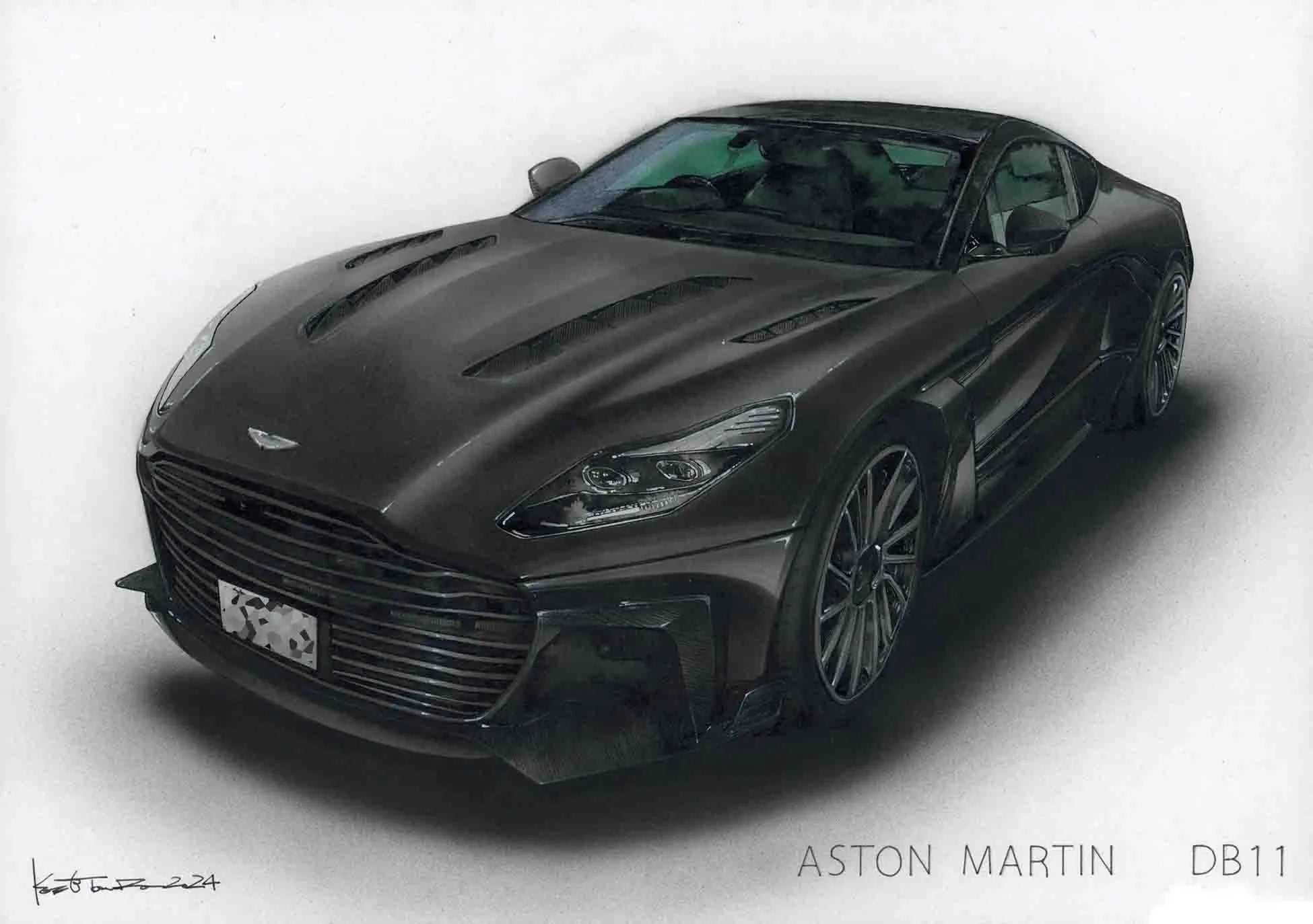 アストンマーチンDB11のオーダー手描き車絵イラスト