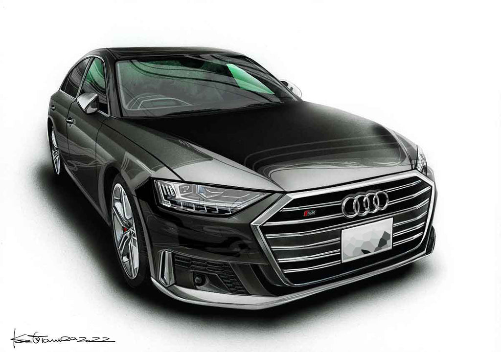 アウディS8のオーダー車絵イラスト