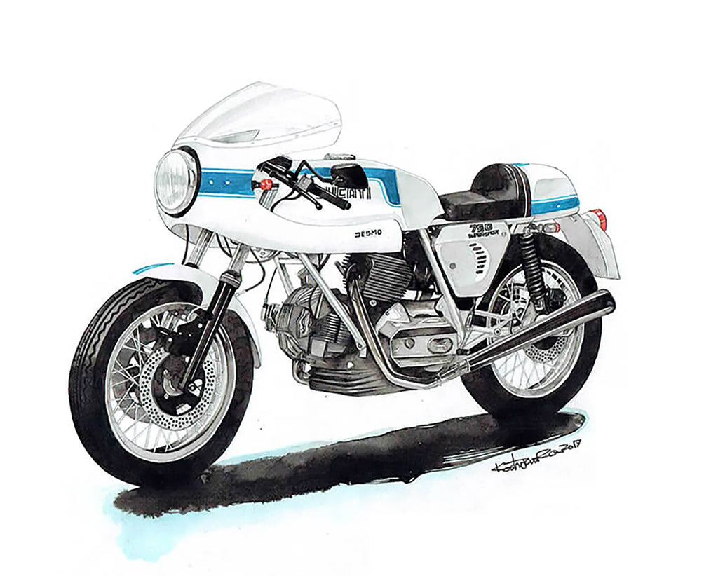DUCATI750SSのバイク絵イラスト