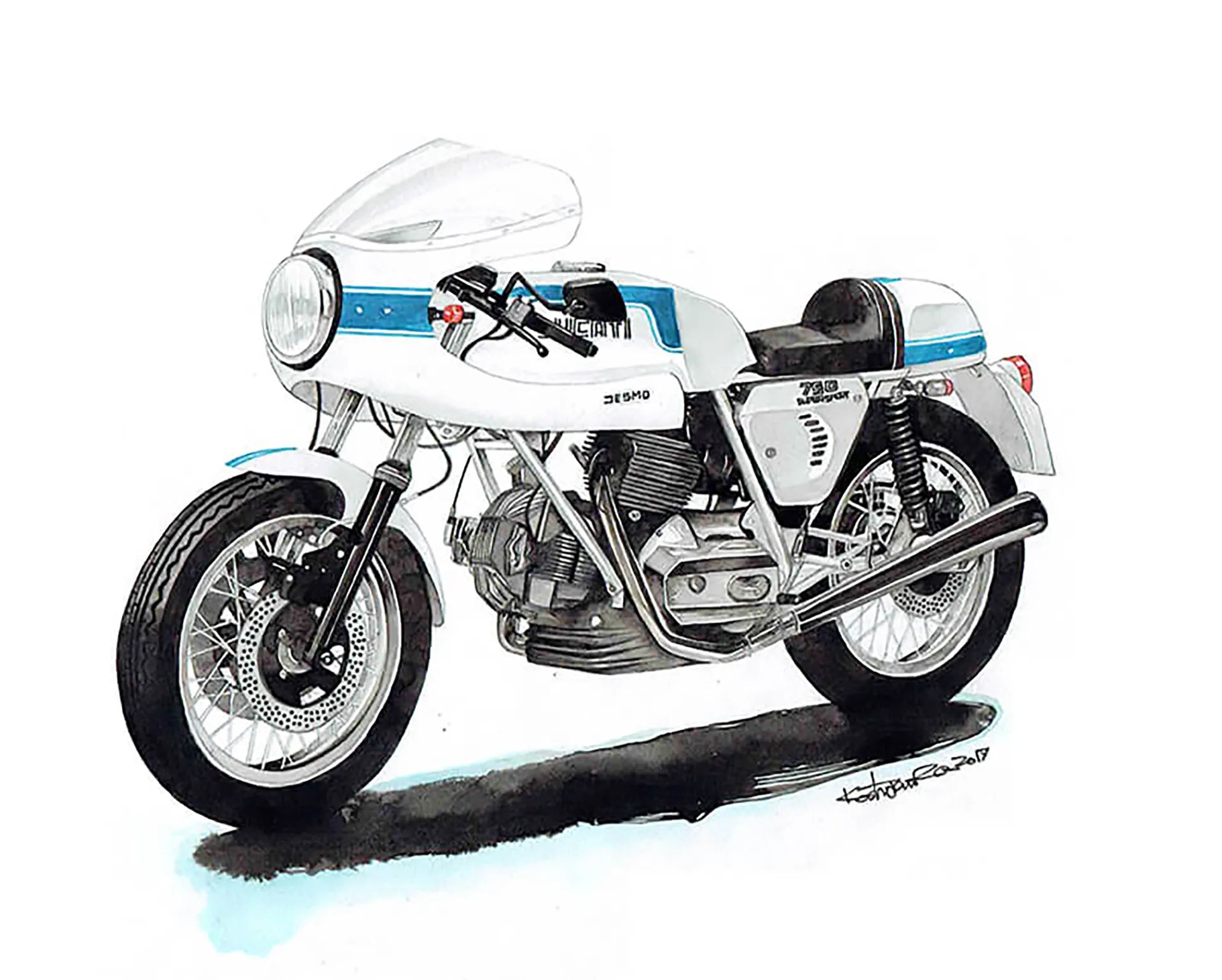 DUCATI750SSのバイク絵イラスト
