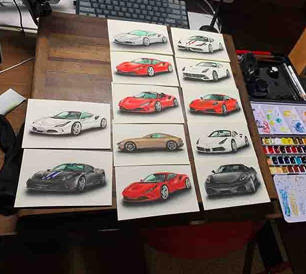 フェラーリの納車記念イラスト制作