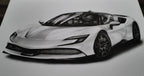 手描きでリアルに描かれたフェラーリのモノクロイラスト｜精密な自動車アート作品