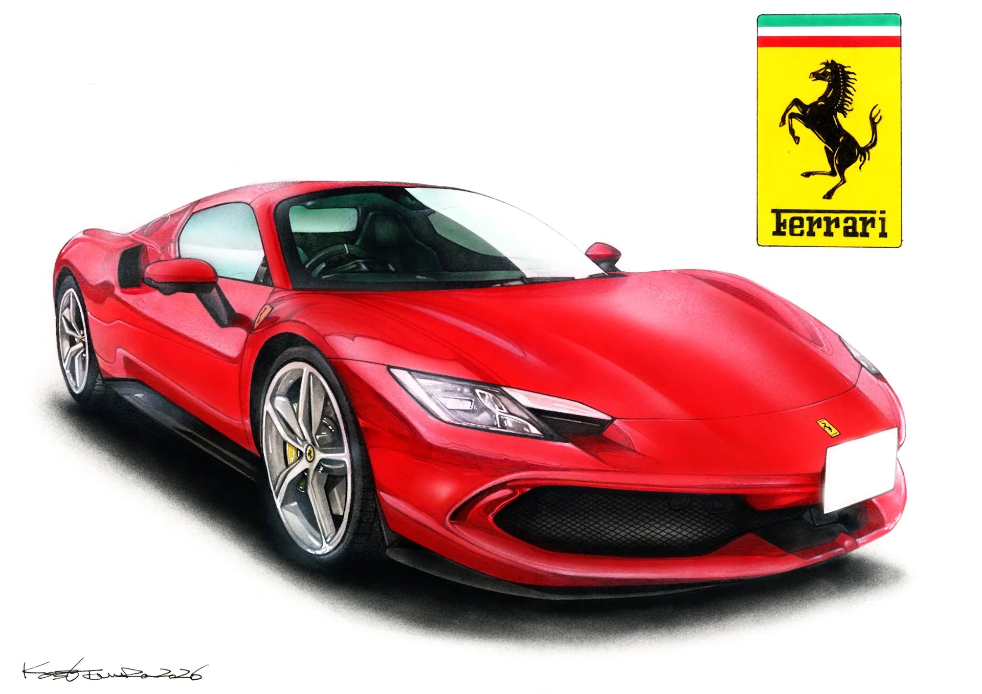 フェラーリ296gtsのオーダー車絵イラスト