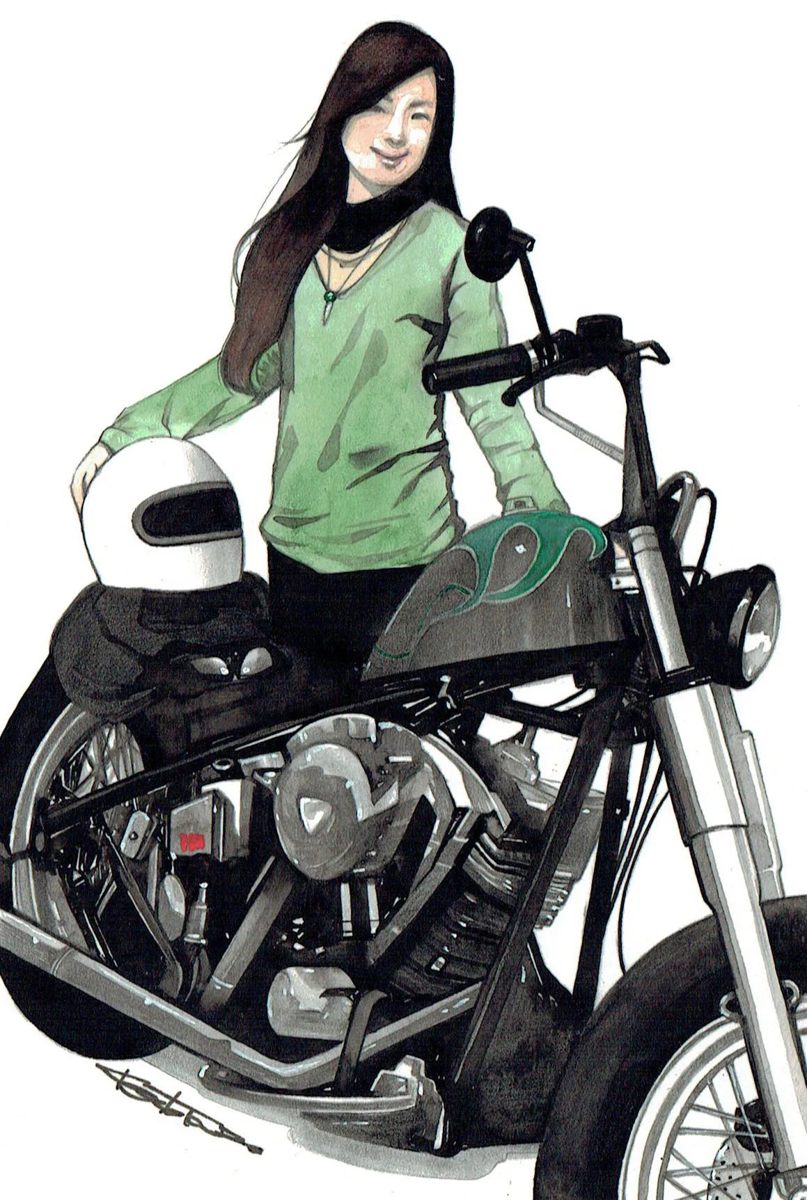 バイク絵イラストオーダー依頼｜プロイラストレーターが手描きで制作