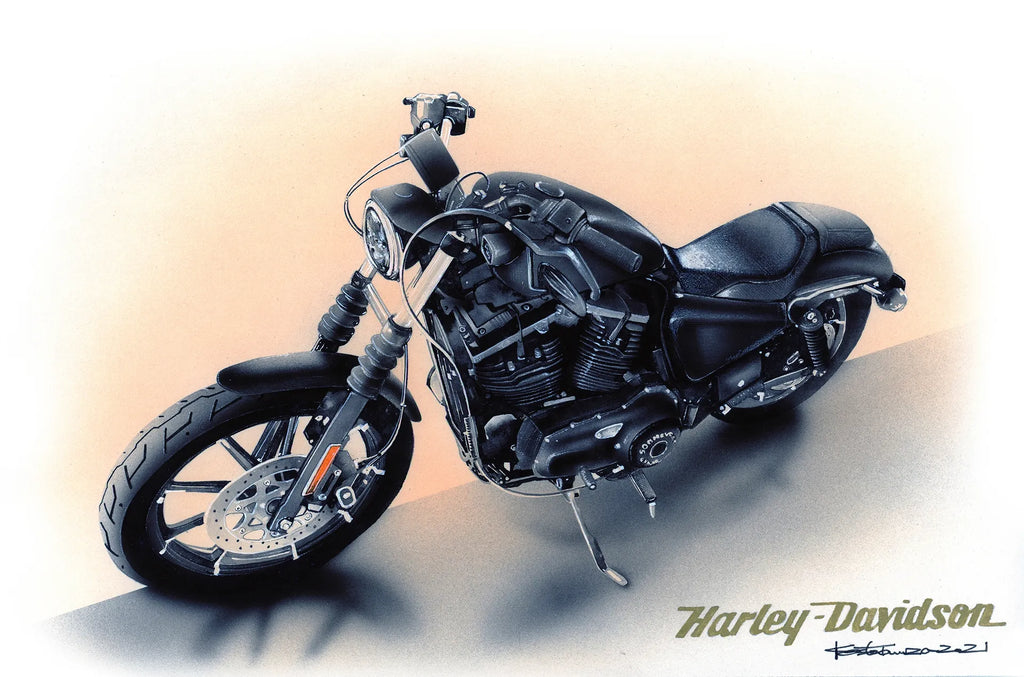 ハーレーダビッドソンのオーダーバイク絵イラスト