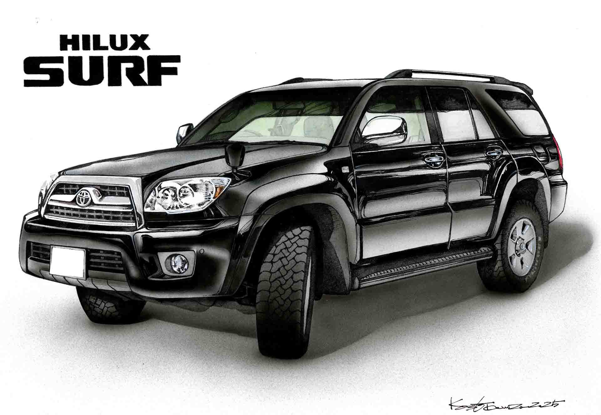 ハイラックスサーフをオーダー制作した車絵イラスト