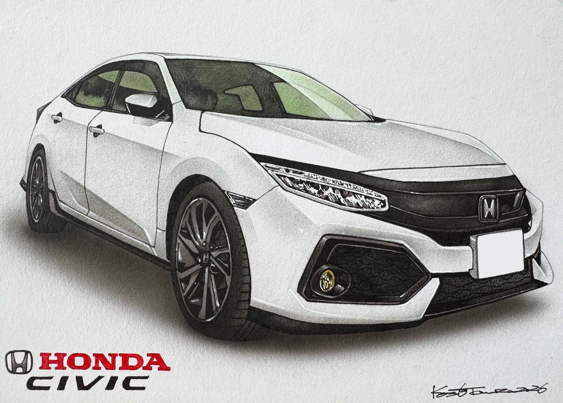 ホンダシビックのオーダー車絵イラスト
