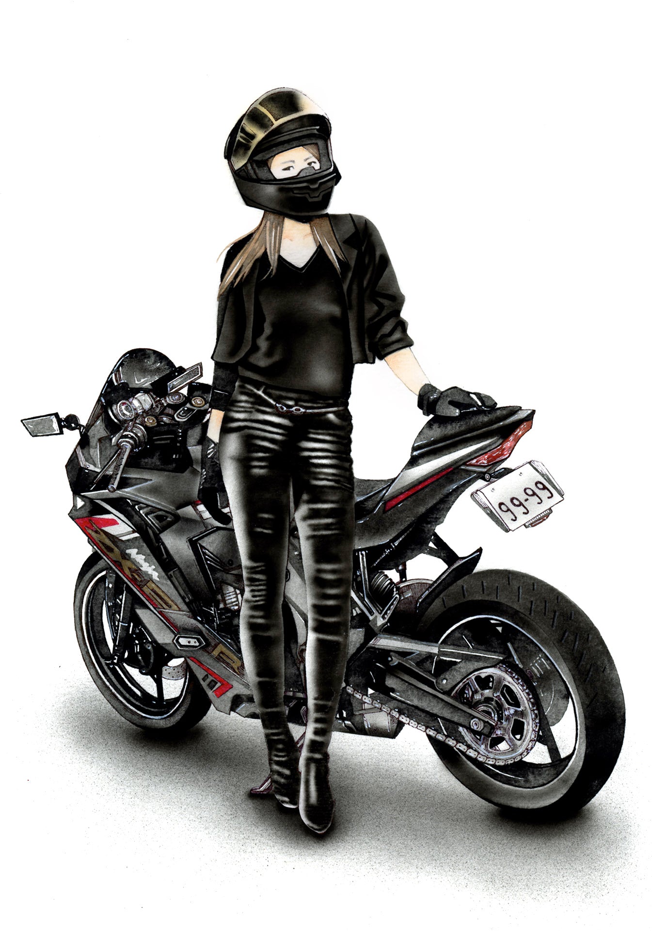 バイク絵イラストオーダー依頼｜プロイラストレーターが手描きで制作