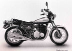 バイクイラスト制作のサンプル画像。クラシックな大型バイクをモノクロで精密に描いた手描き作品