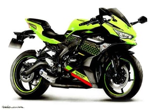 ライムグリーンのカワサキのバイク絵