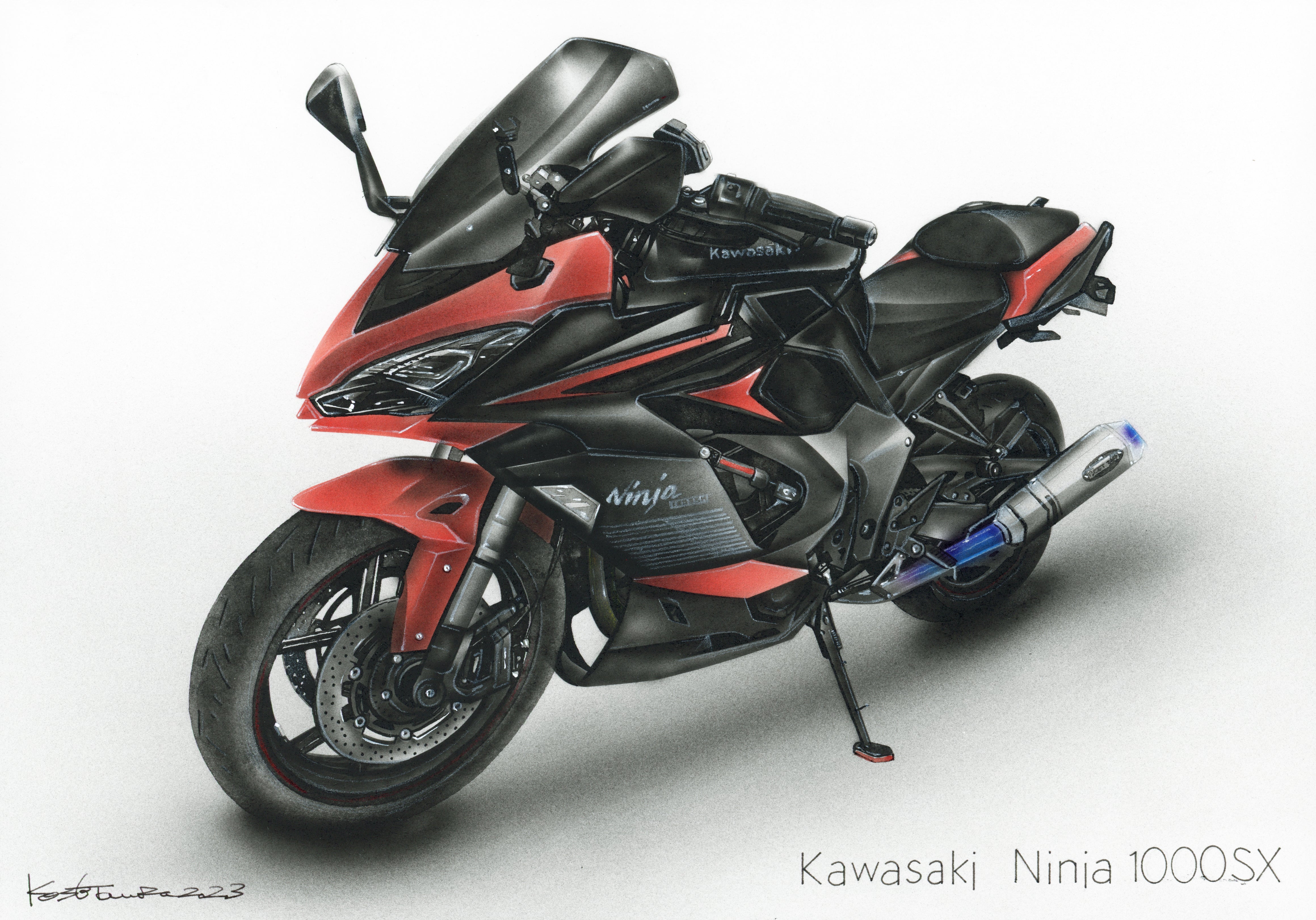 カワサキニンジャ1000SXのオーダーバイク絵イラスト