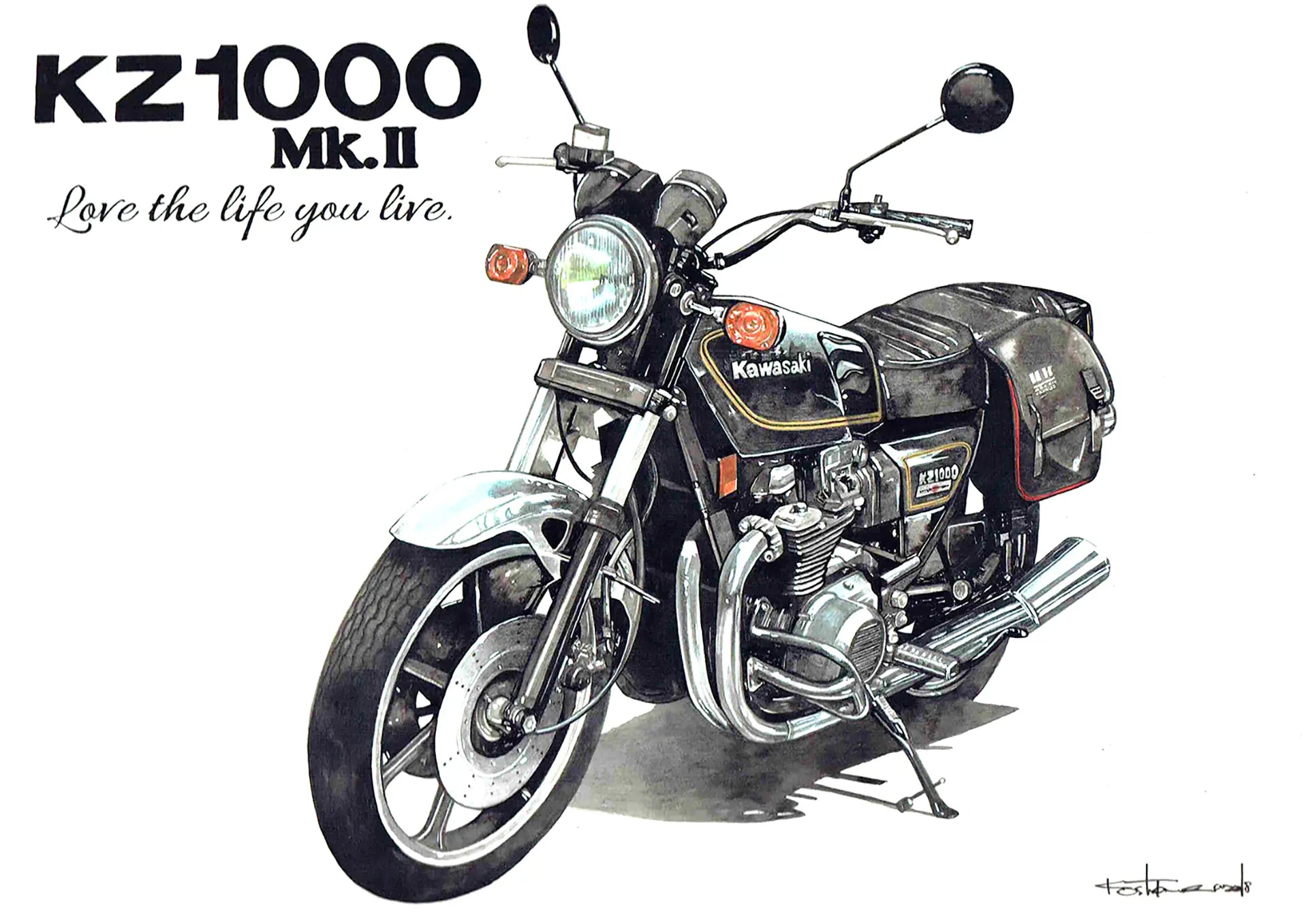 KZ1000MkⅡの手描きバイク絵イラスト