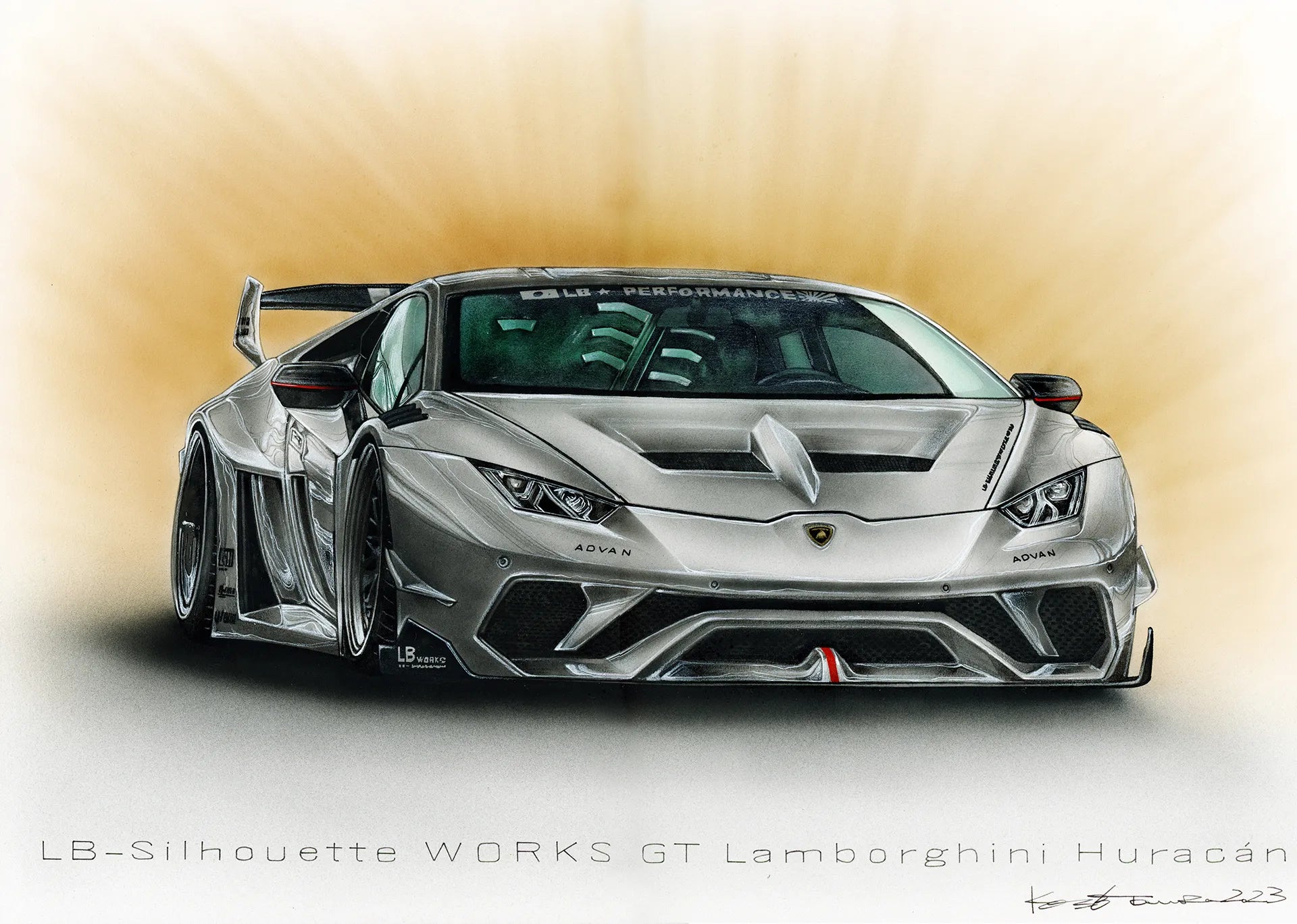 ランボルギーニウラカンGTのリアルオーダー車絵イラスト