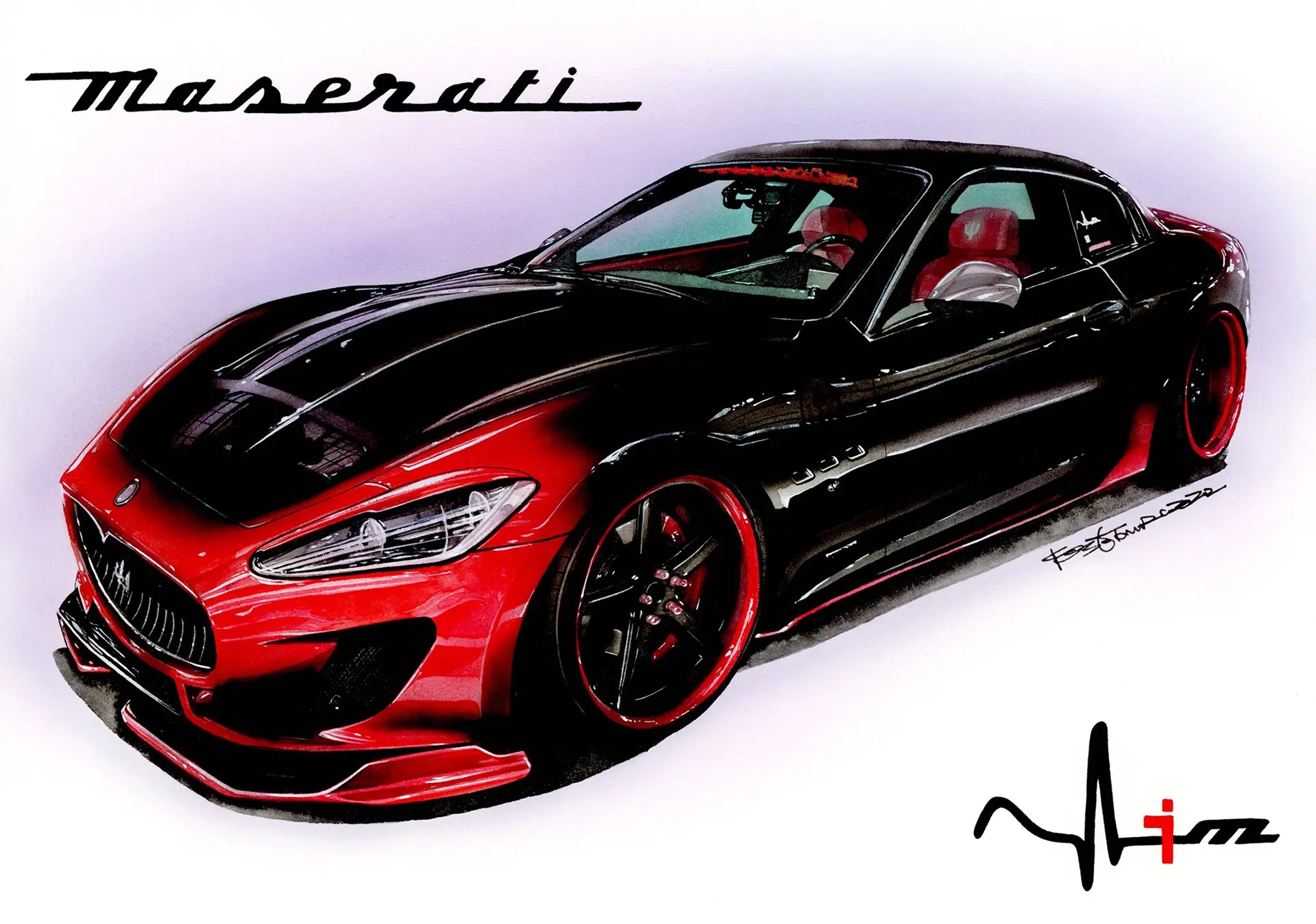 マセラティグランツーリズモのオーダー車絵イラスト