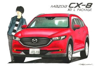 マツダCX5とオーナーのイラスト