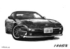 愛車を芸術作品として残す手描きモノクロイラスト｜特別な日の贈り物に