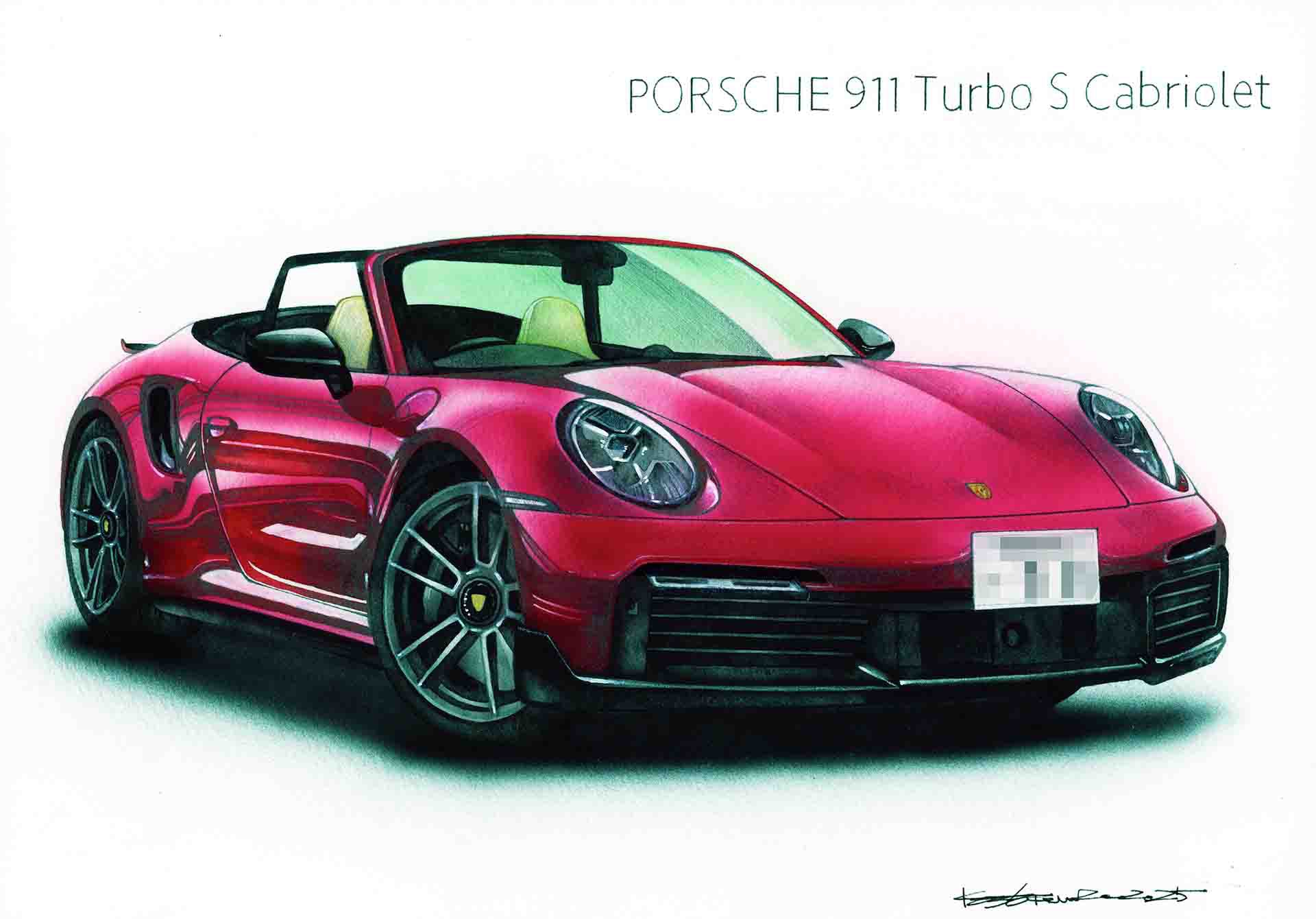 ポルシェ911ターボSカブリオレの車絵イラスト