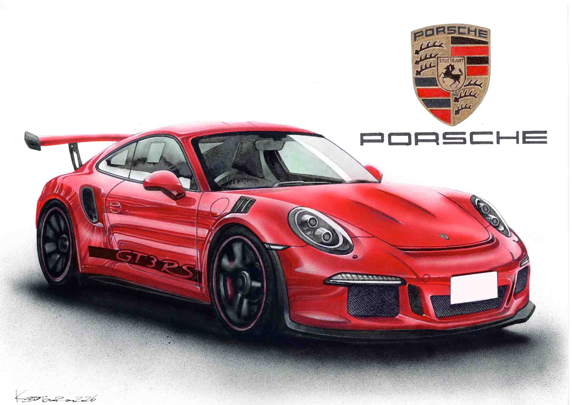 ポルシェ911GT3 RSのオーダーメイド絵画