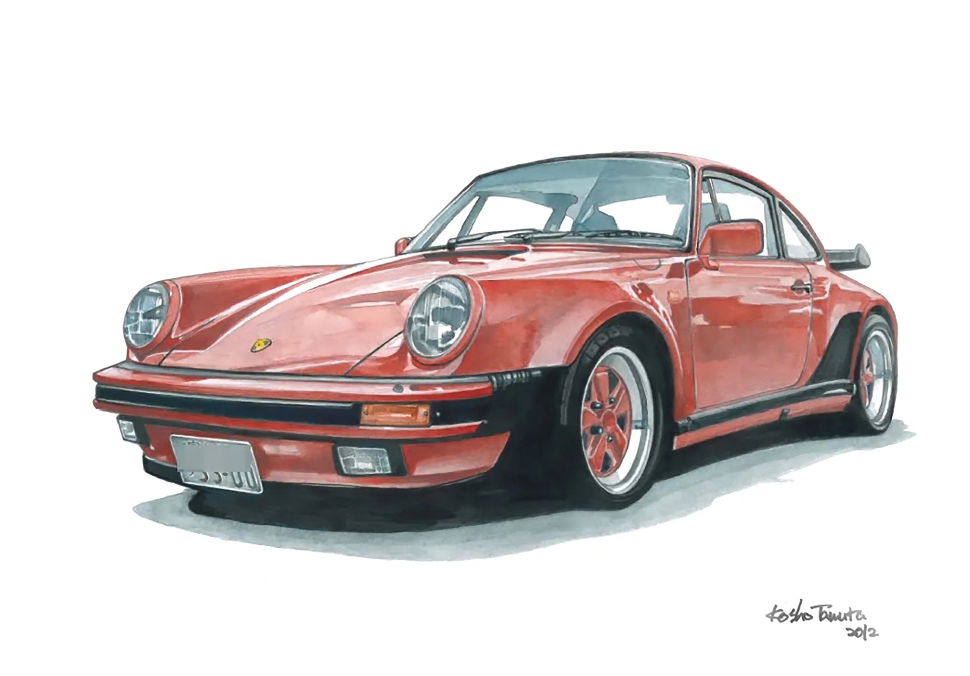 ポルシェ930ターボのオーダー手描き車絵イラスト
