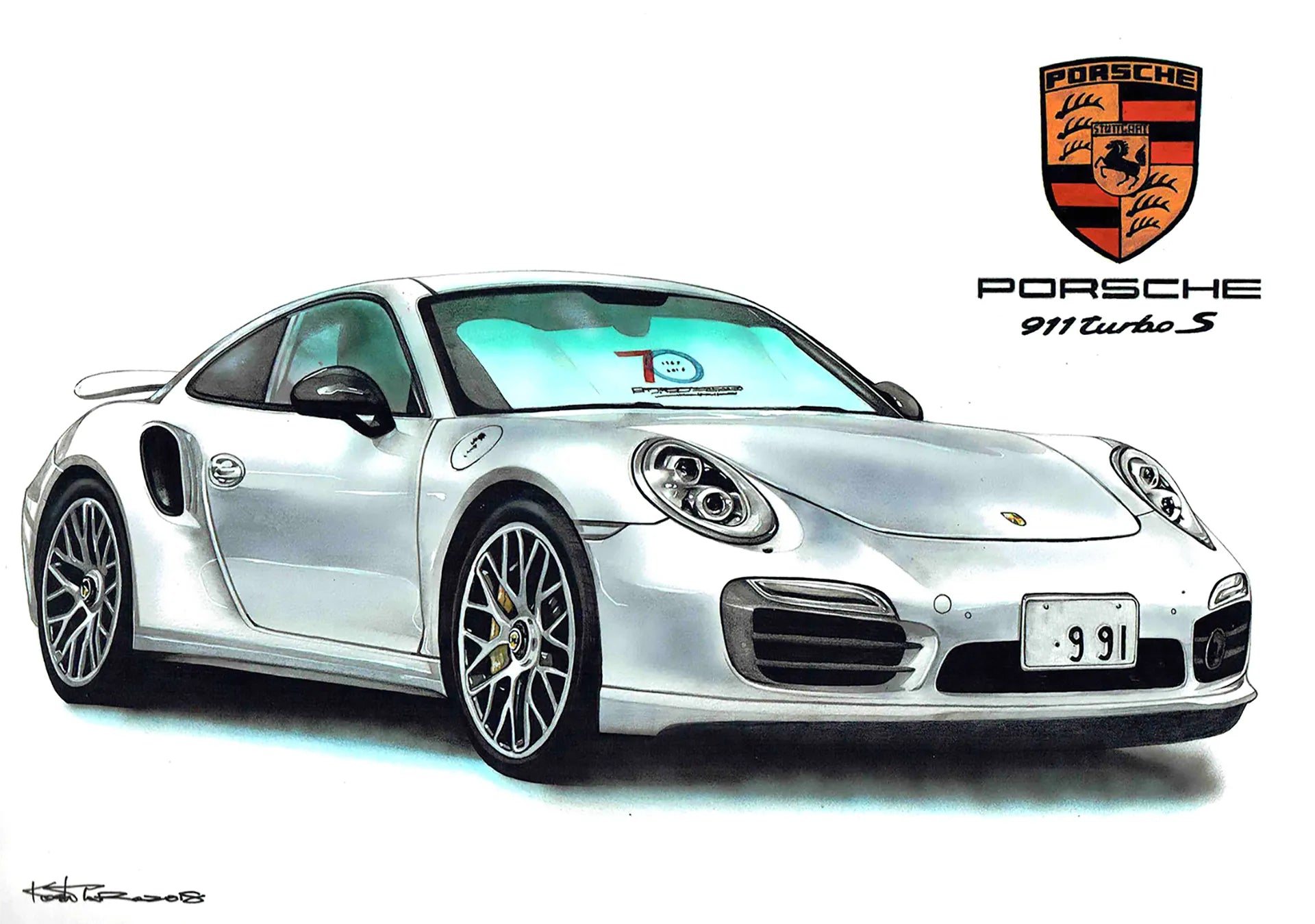 ポルシェ911ターボのオーダー車絵イラスト