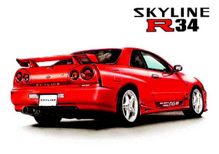 R34 GT-Rのオーダー手描きイラスト