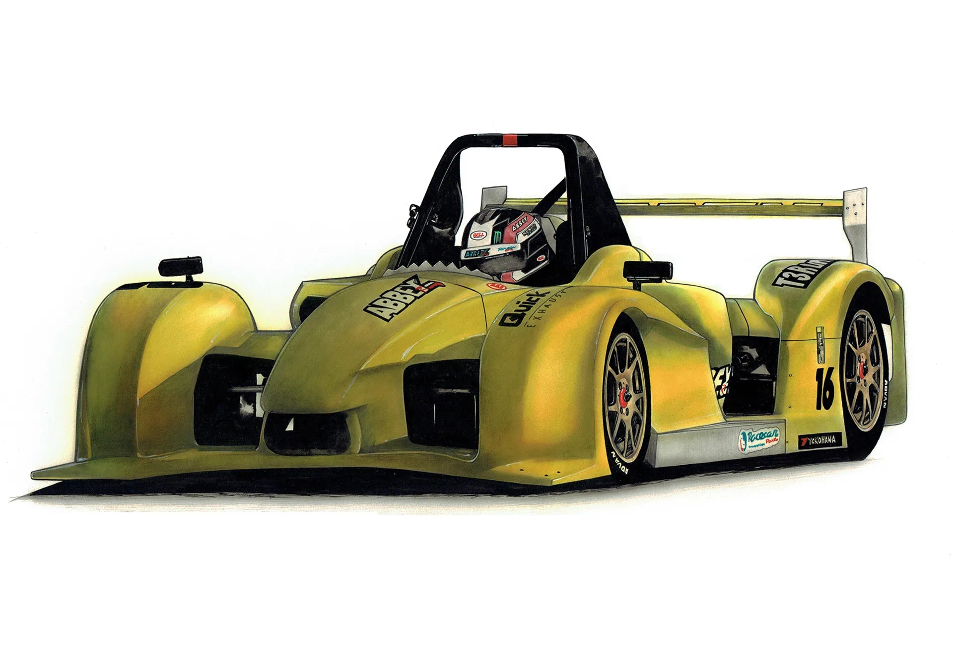 レースカーの手描きオーダー車絵イラスト