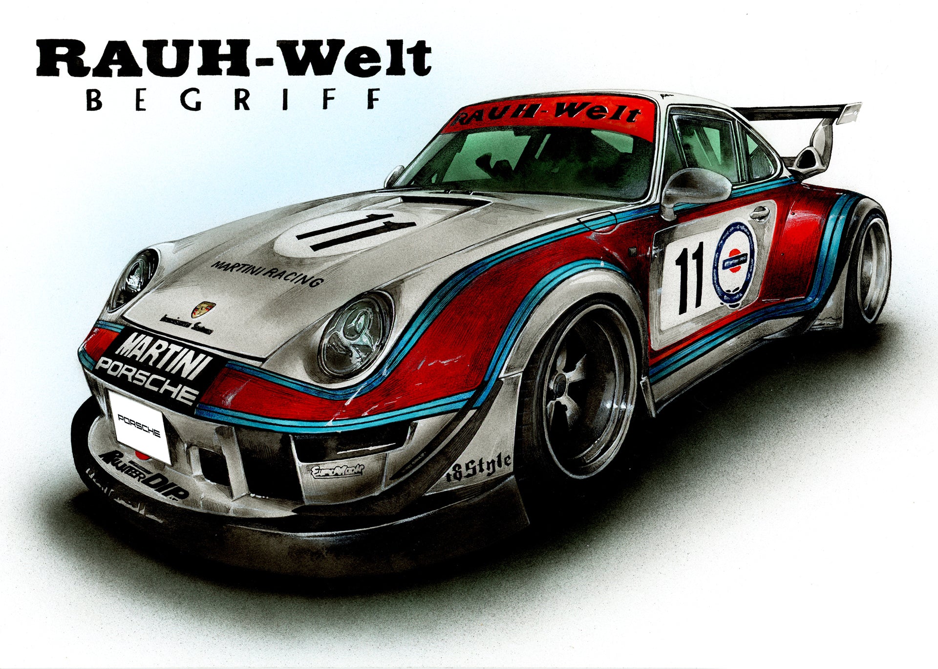 RWBポルシェのオーダー車絵イラスト