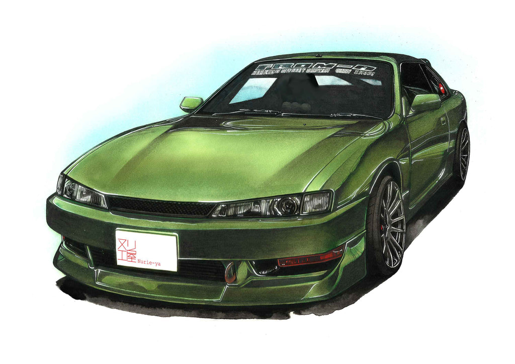S14シルビアのオーダー車絵イラスト
