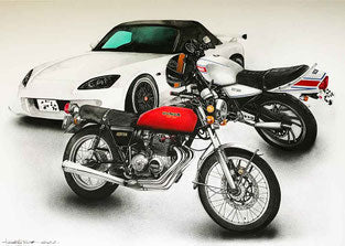 車とバイクのオーダーイラスト