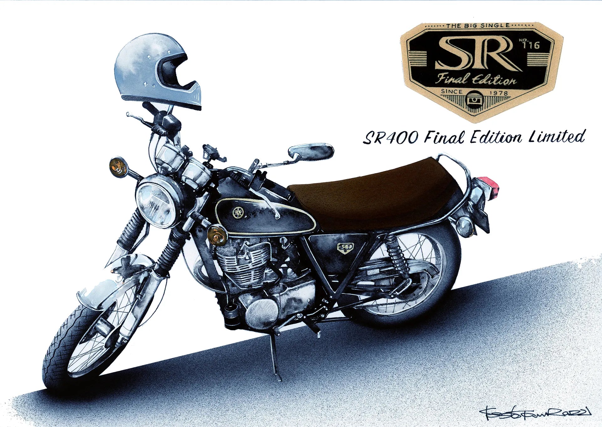 SR400のオーダーバイク絵イラスト