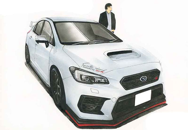 スバルWRXとオーナーのイラスト