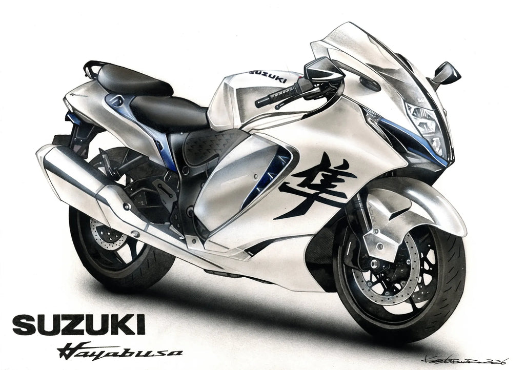 スズキ隼のバイク絵イラスト