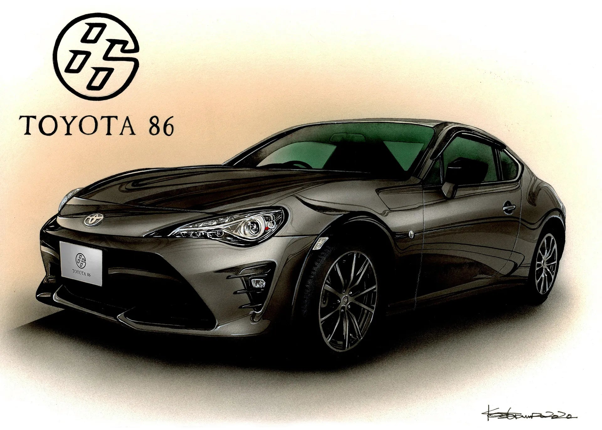 トヨタ86の手描きオーダーイラスト