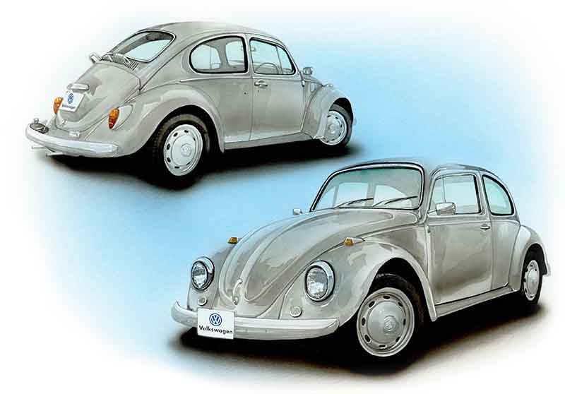 フォルクスワーゲンタイプ1のオーダー車絵イラスト