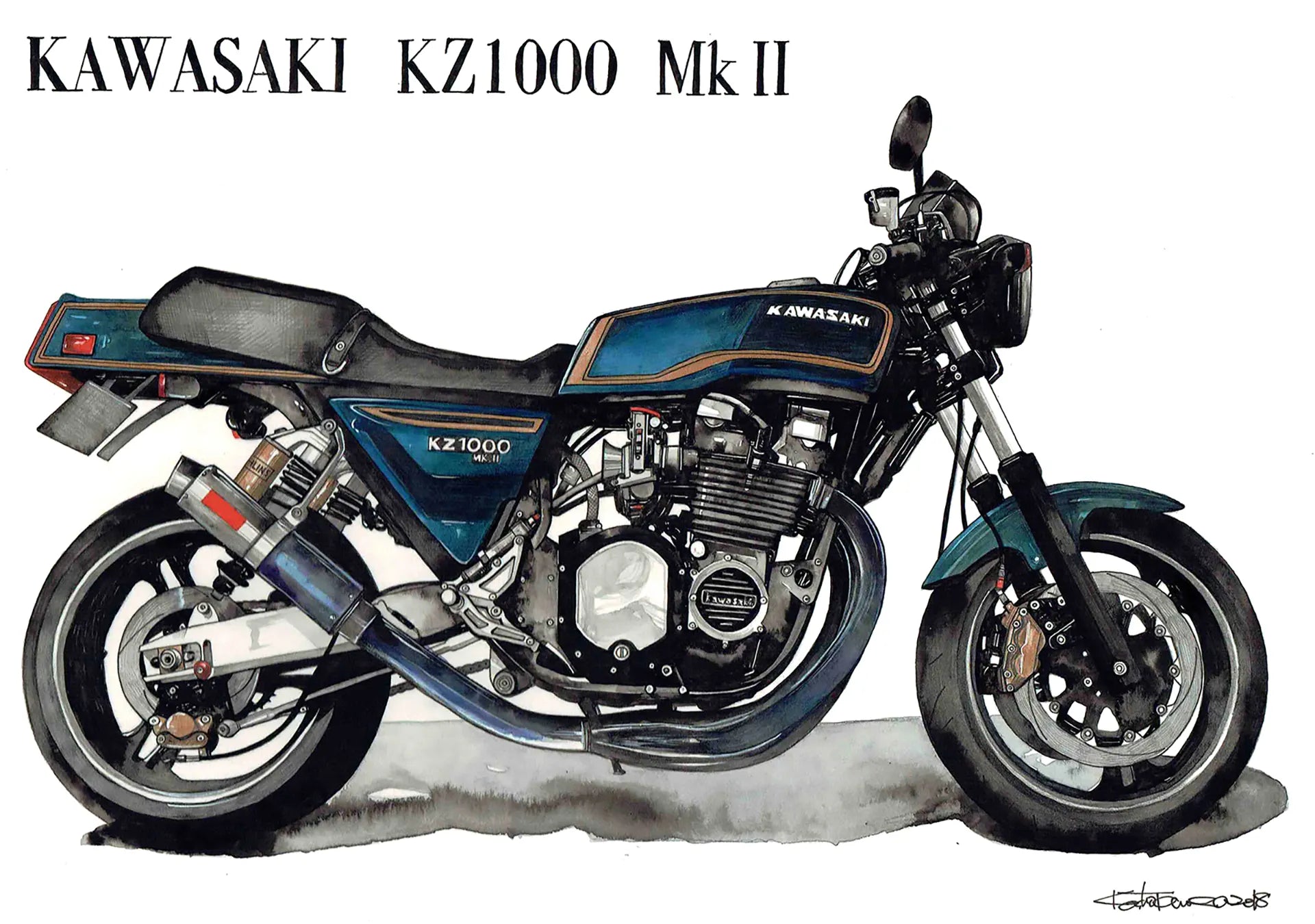 Z1000MkⅡの手描きオーダーバイクイラスト